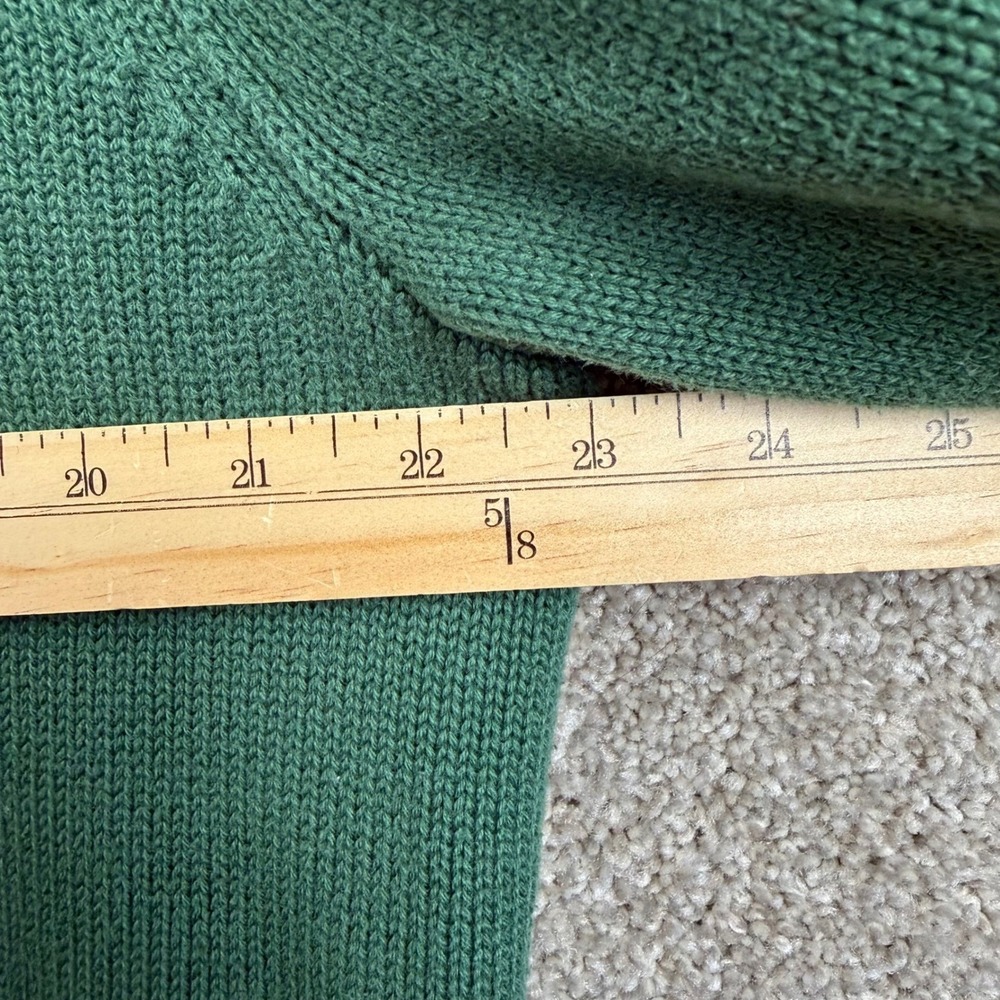 LL Bean Mens Large Green 100% Cotton Quarter Zip Pullover Sweater Regular - Picture 6 of 6